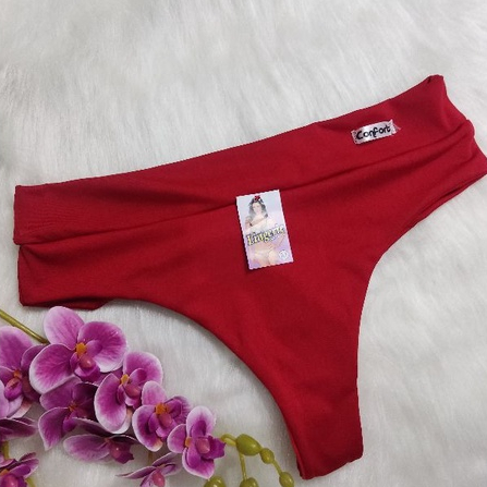 Calcinha Fio Duplo Com Cós Médio Lingerie Frente Dupla Sem Viés Conforto Moda Íntima Feminina