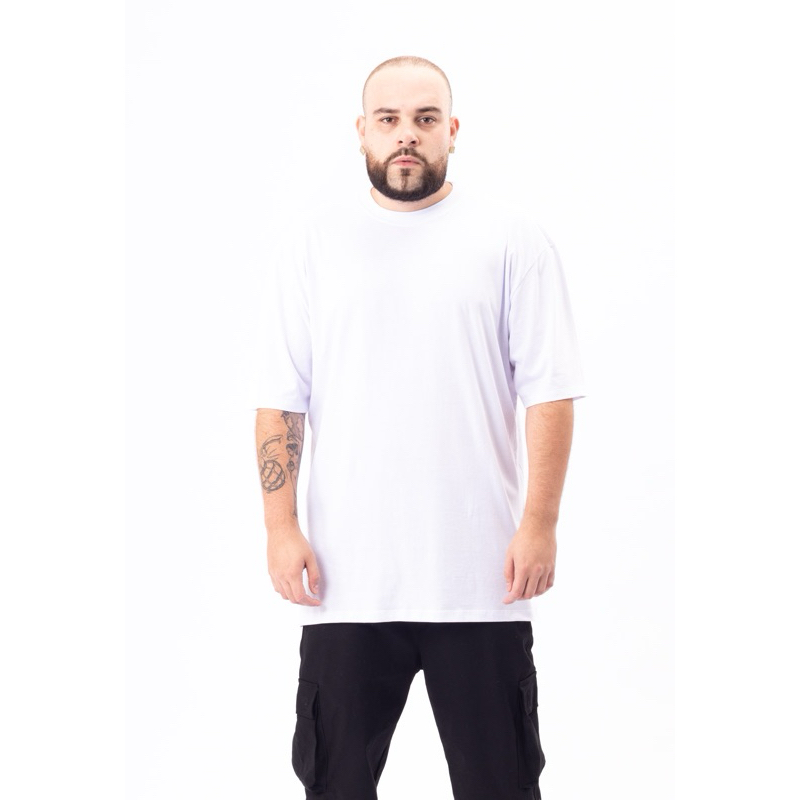 Camiseta Oversized Masculina Premium 100% Algodão Gola Grossa 2x1 Streetwear Lisa Basica Caimento Perfeiro