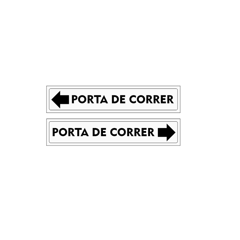 Kit 02 Adesivos de Sinalização Porta de Correr Seta Direita e Seta Esquerda 25x05cm