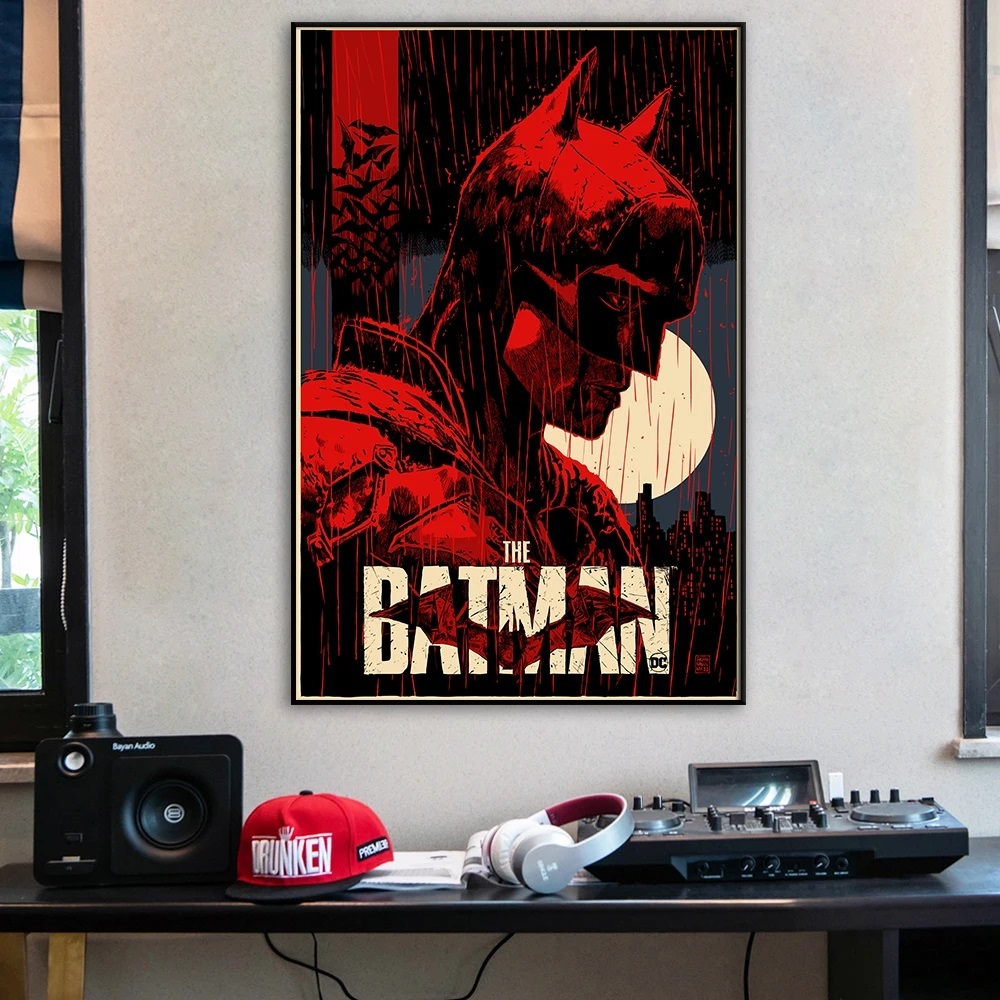 Quadro decorativo 1 peça 40x60 Batman preto e vermelho imagens abstratas arte moderna minimalista decoração para casa sala quarto hall em Oferta na Shopee
