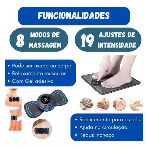 Massageador Ems Kit Tapete Pés + Pescoço Coluna Perna Lombar