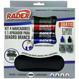 Kit 4 Canetas Quadro Branco + Apagador + 2 Tintas Refil