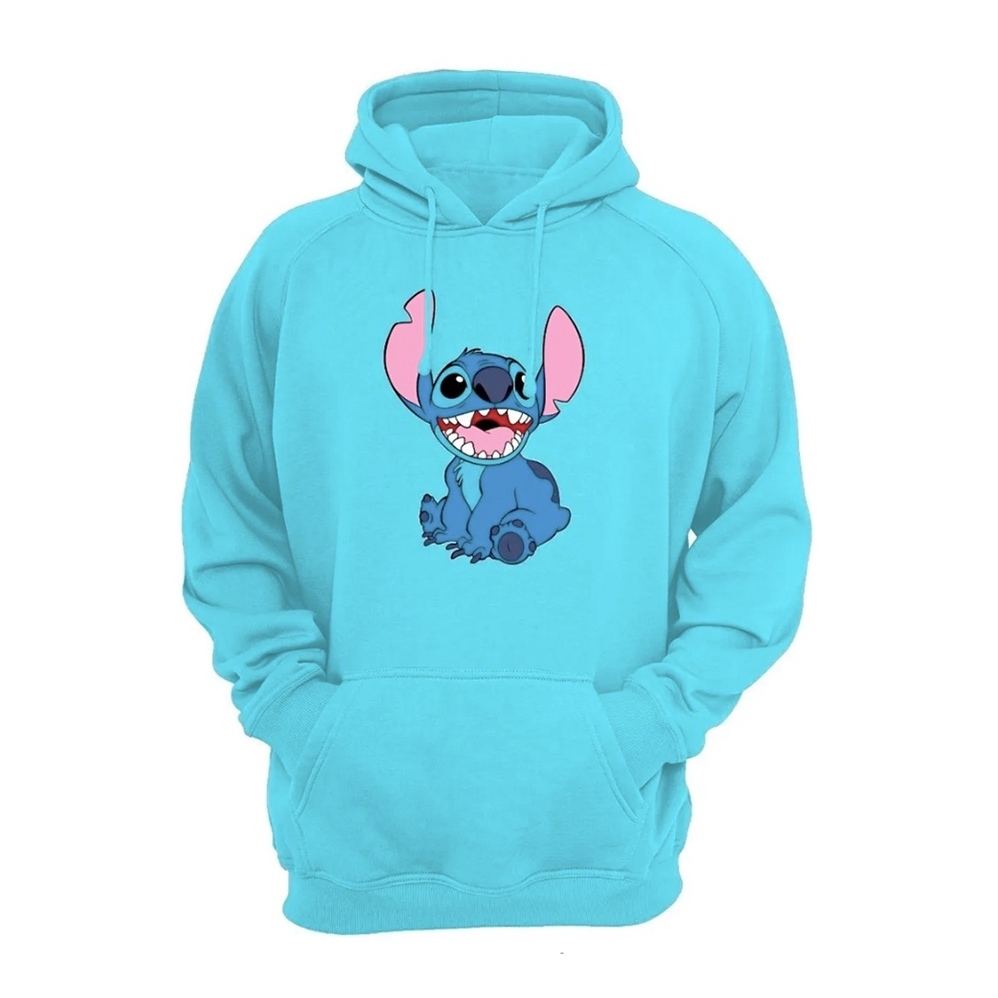 BLUSA DE MOLETON INFANTIL\ADULTO LILO STITCHY COM CAPUZ E CORDÃO