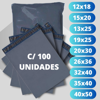Kit Envelope de Segurança com 100 unidades embalagem cinza auto colante Envios Ecommerce - Varias medidas em Oferta na Shopee