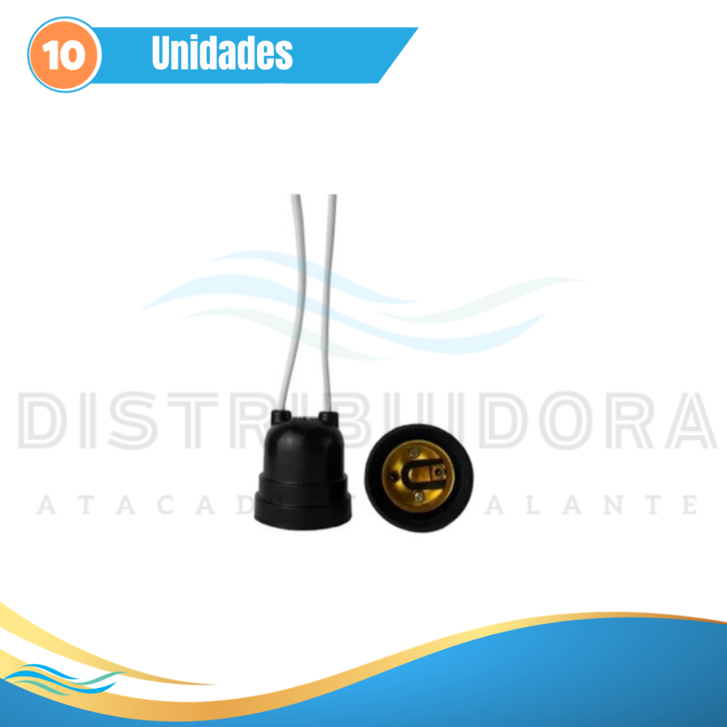 Kit 10 unidades de Soquete Preto E-27 com Rabicho Distribuidora Galante