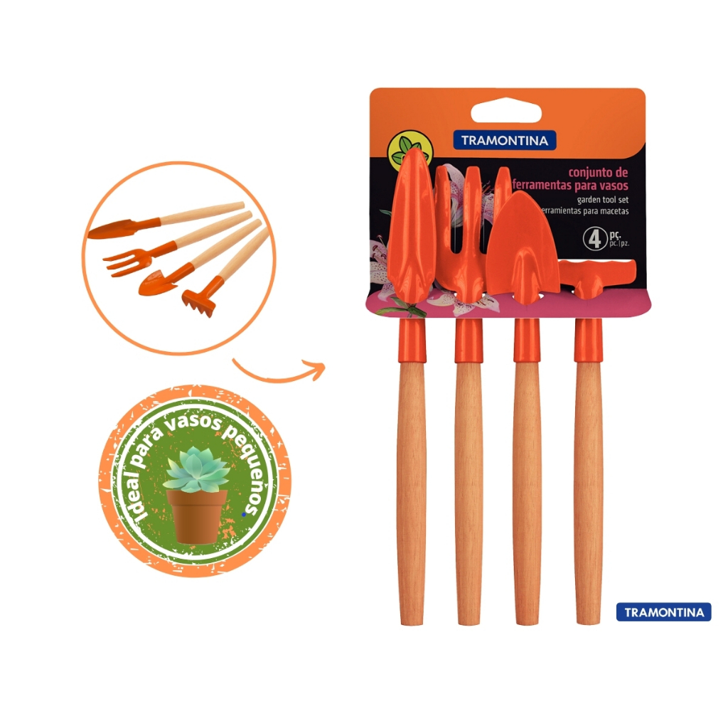 Conjunto De Jardinagem 4 Peças Tramontina Ideal Para Vasos Pequenos em Oferta na Shopee