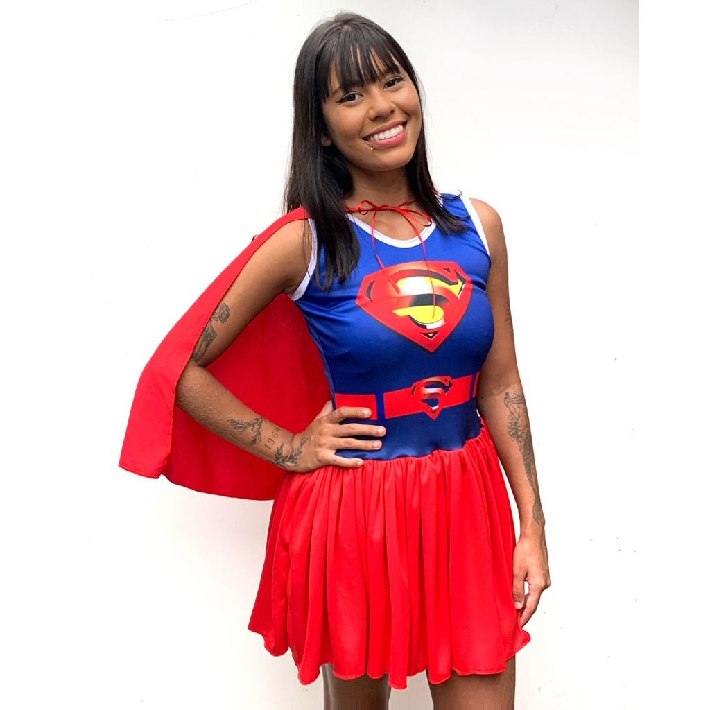 Fantasia Carnaval Super Girl - Infantil e Adulto