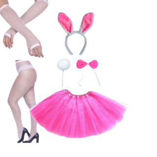 Kit Fantasia Carnaval Saia Tule + Luva + Meia + Acessórios - Fantasia Coelhinha Diabinha Trigresa Marinheira Carnaval Bloco