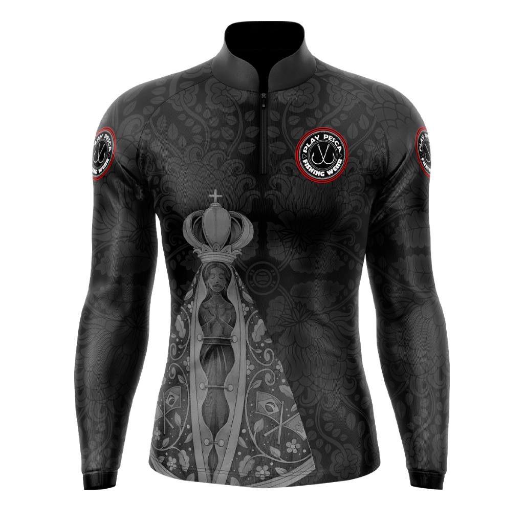 Camisa Blusa Proteção Uv50 De Pesca Nossa Senhora Aparecida cinza em Oferta na Shopee