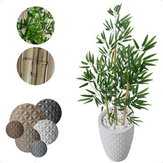 Planta Realista Bambu Artificial Sorte 1 Metro Vaso Decorativo