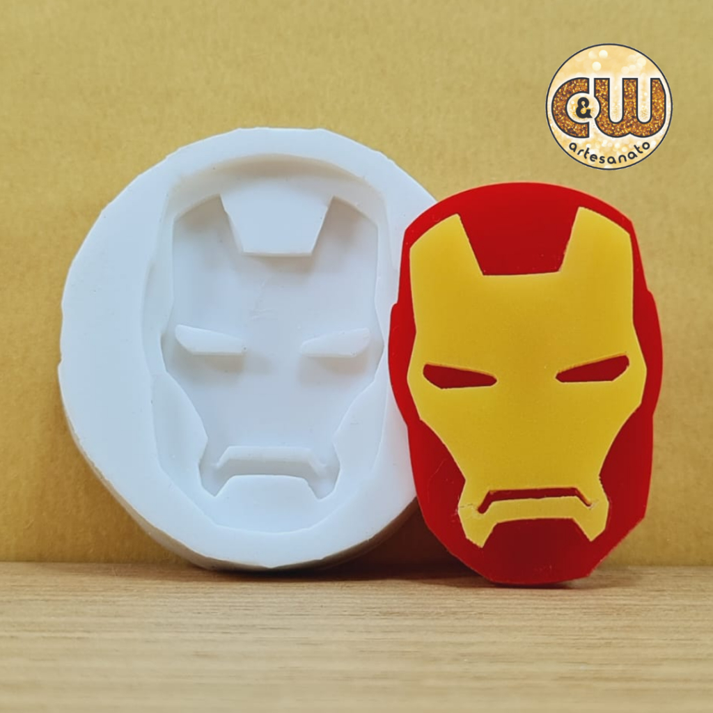 Molde Silicone Rosto do Homem de Ferro - Decoração, Confeitaria e Artesanato – Biscuit - Festa