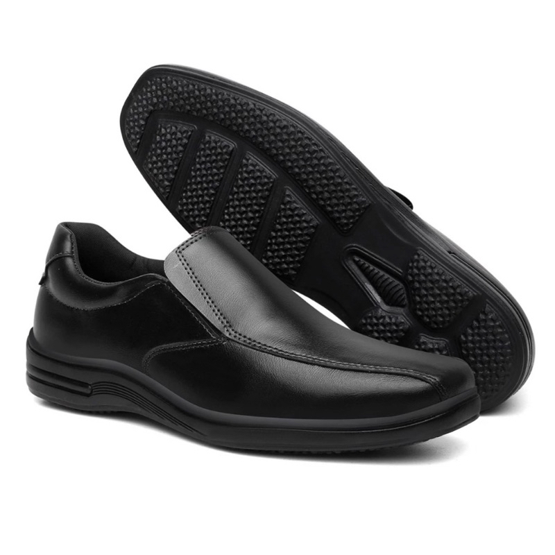 Sapato Social Masculino Ortopédico Elegante De Couro Legitimo Macio Costurado Com Elástico Ajustável — imagem 2 de 2