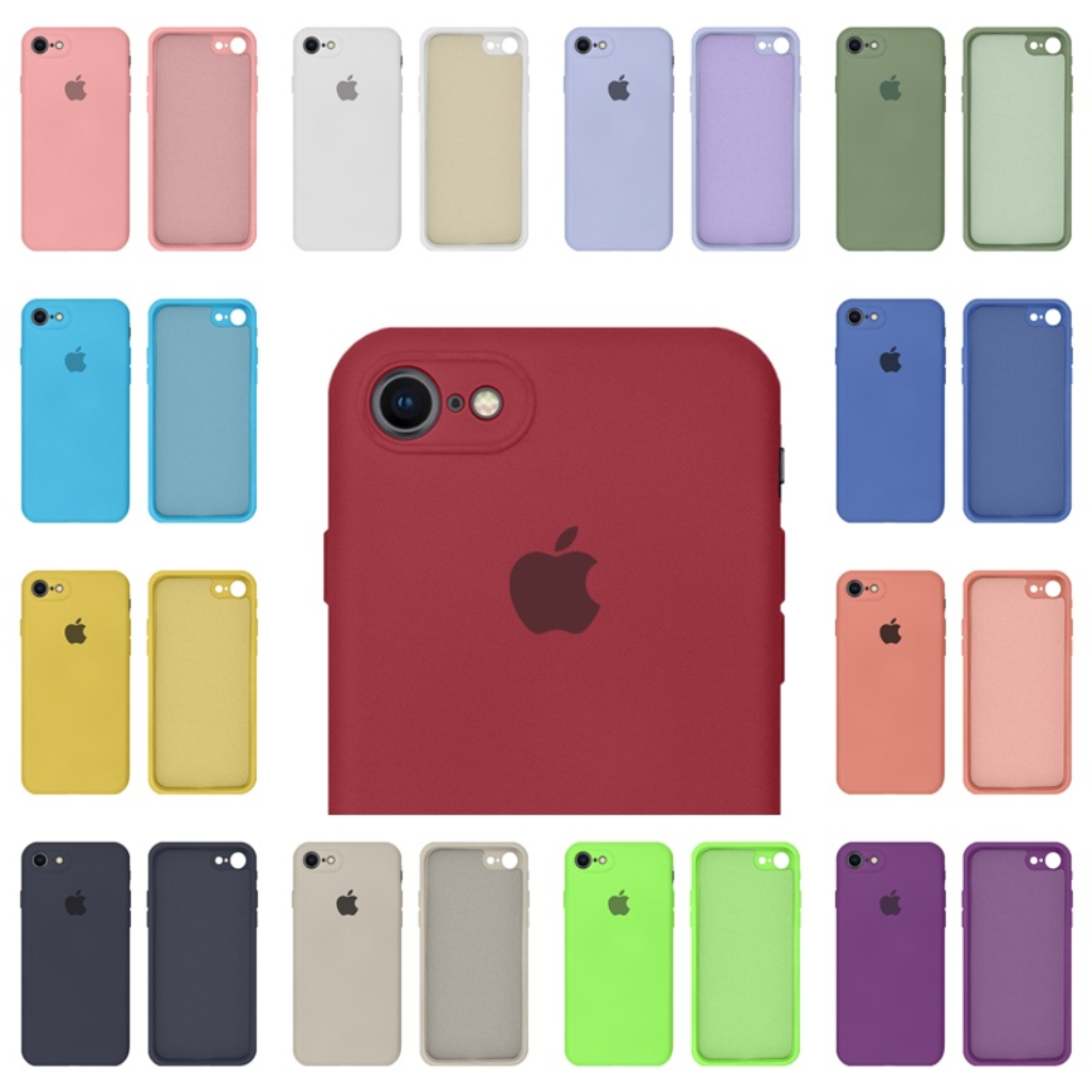 Capa Capinha iPhone 7 Plus 8 Plus Silicone Aveludada Proteção Câmera Fechada com Logo