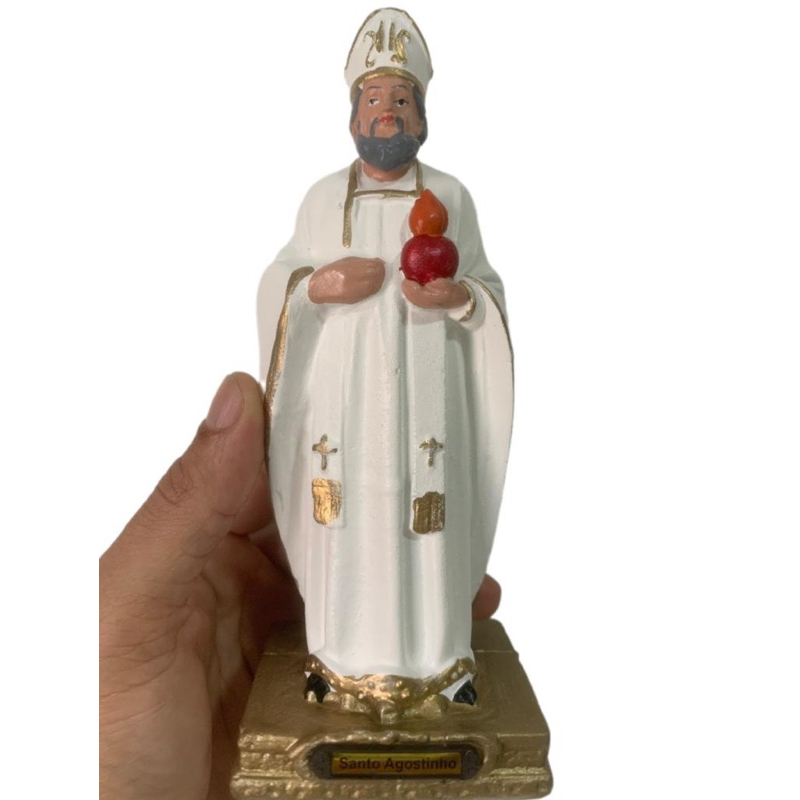 Imagem Santo Agostinho 20cm - Escultura Borracha Inquebrável.