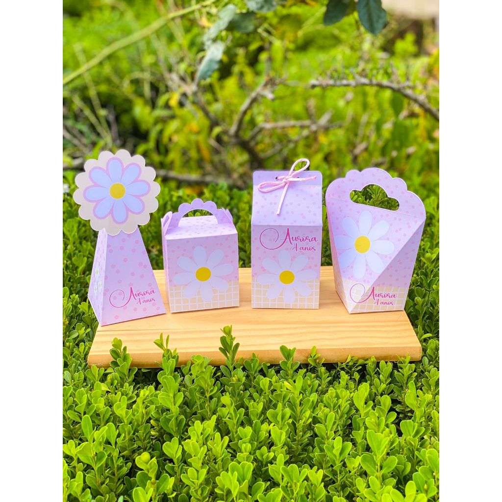 Kit caixinhas Margarida -  Flor - Papelaria Personalizada / Lembrancinhas / Pegue e monte