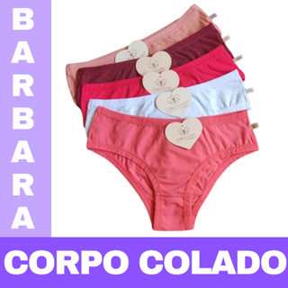 Kit Com 5 Calcinha de Algodão Lateral Mais Larga Modelo Barbara Corpo Colado