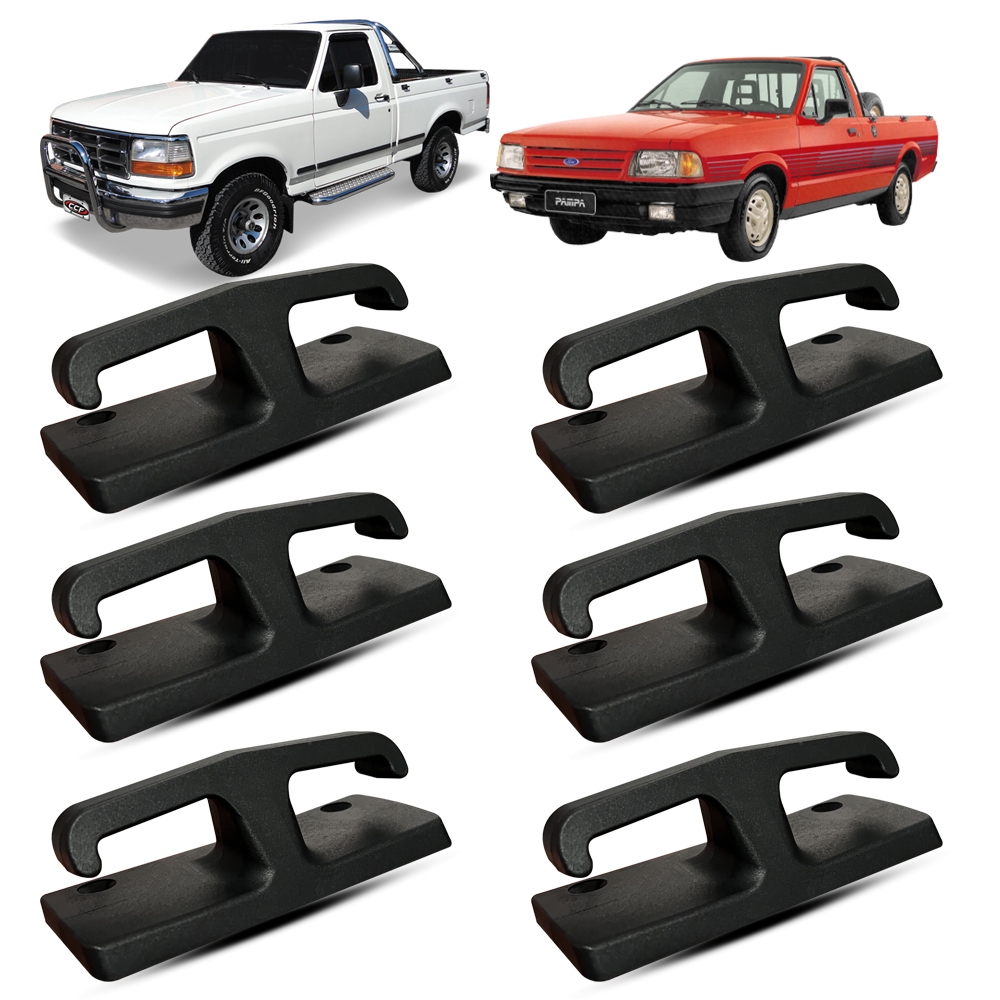 KIT 6 GANCHO GRAMPO AMARRAÇÃO CARGA CORDA CAMINHONETE FORD PAMPA F1000 1982 1983 1984 1985 1986 1987 1988 1989 1990 1991 1992 1993 1994 1995 1996 1997