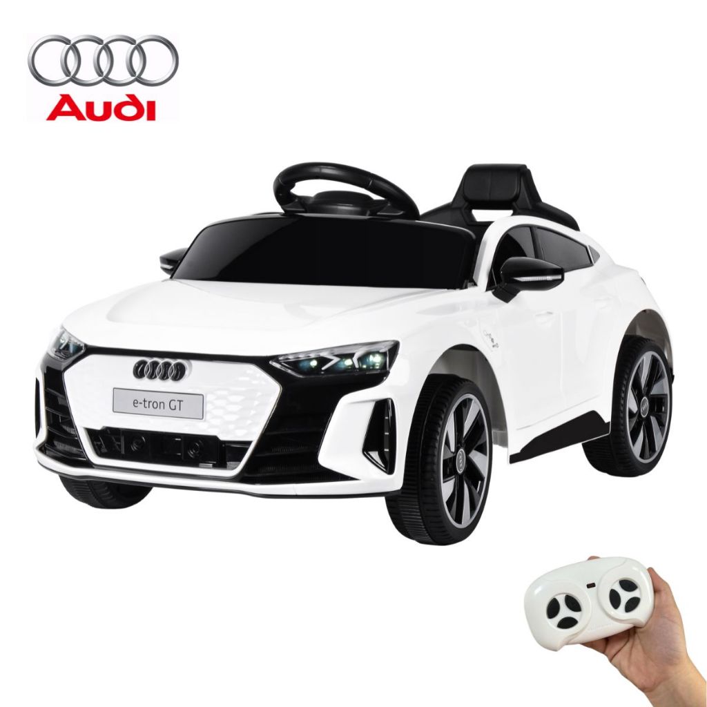 Carrinho Elétrico Mini Audi E-tron Gt 6v Infantil Branco MP3 Luz/Som Controle Remoto Suporta 25kg