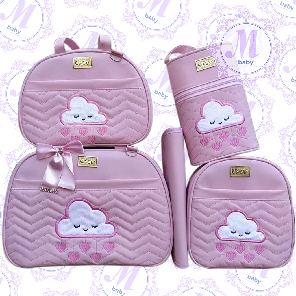 KIT BOLSAS NUVEM 5 PEÇAS / BOLSAS MATERNIDADE MENINO/MENINA