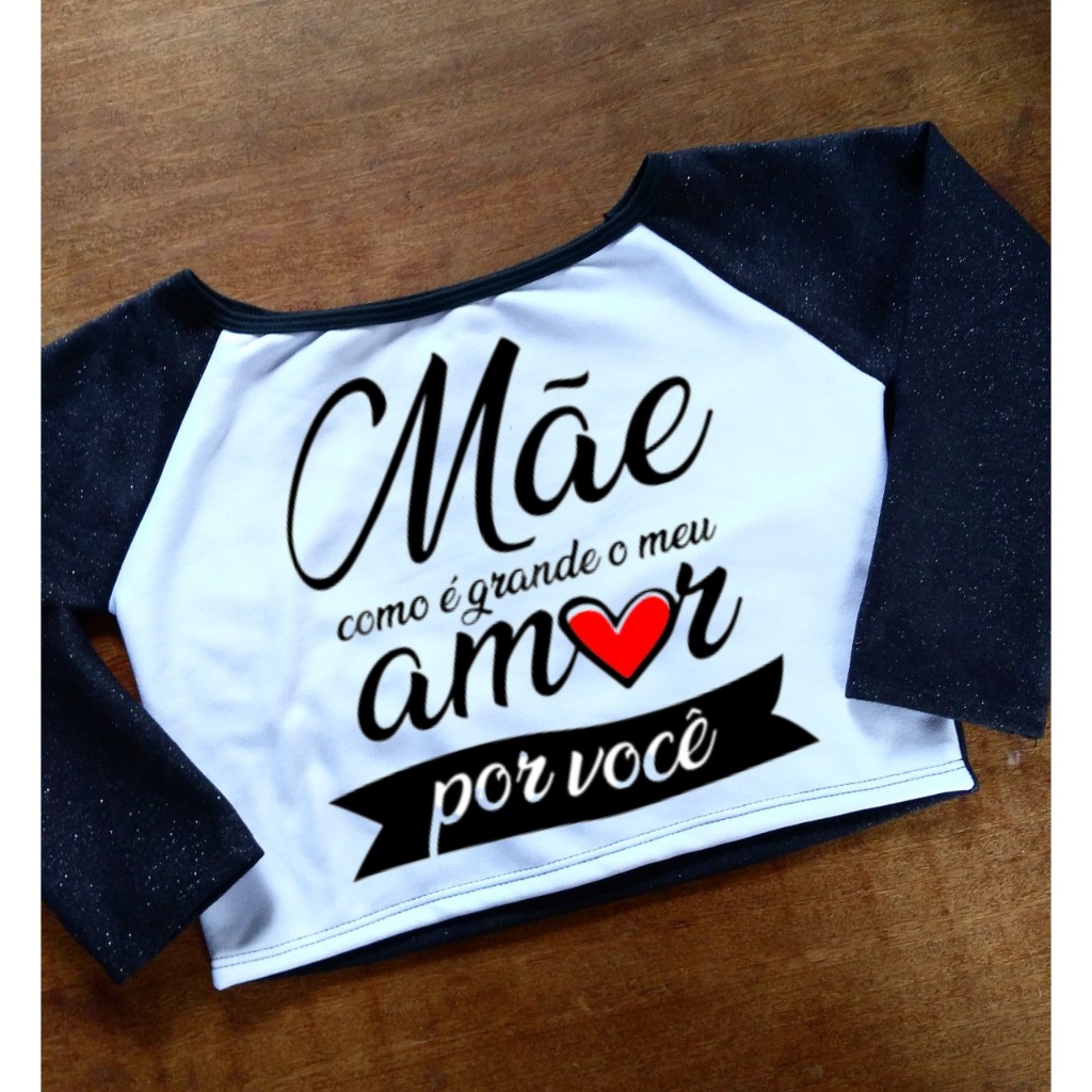 Cropped Mãe como é Grande o meu Amor por você - Moletom Feminino