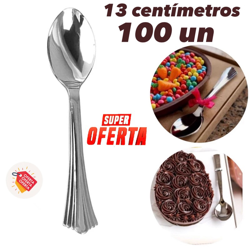 100 Colher Para Ovo de Pascoa Sobremesa Descartáveis Luxo 13cm em Oferta na Shopee