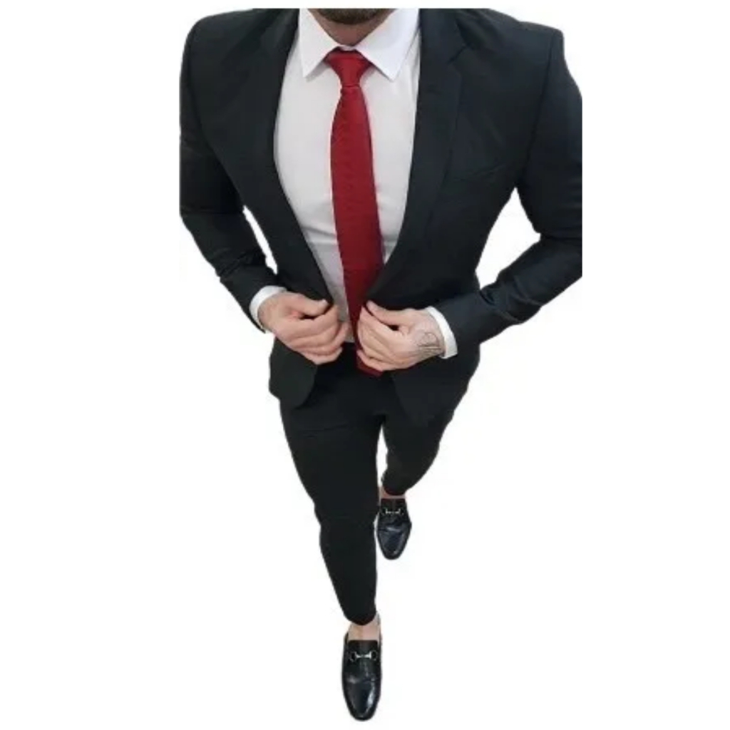 Terno Slim Preto Executivo Alto Padrão de Luxo (Calça e Blazer) - Men Clothes