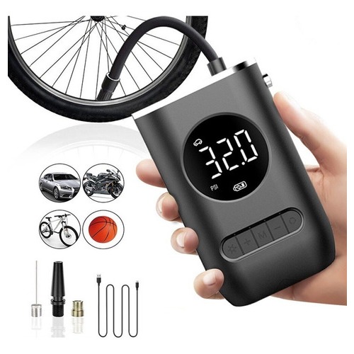 Bomba De Ar Mini Compressor Portátil Digital Encher Pneu Carro Bike Moto 2000 mah sem fio