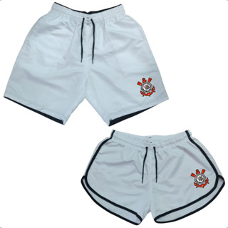 Kit Casal Shorts Casais Moda Praia Bermudas Times Iguais Divirta se
