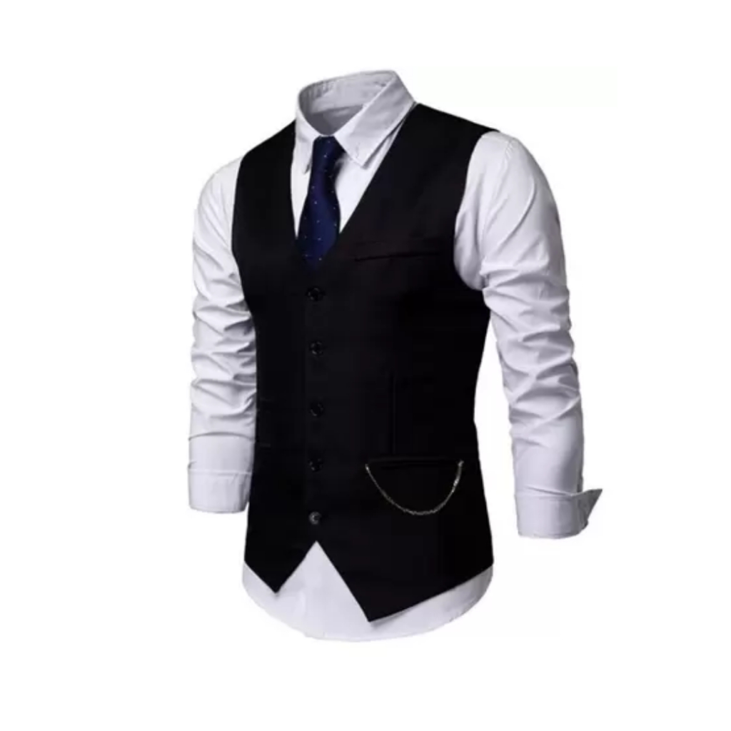 Colete Social Preto Slim Ajustável - Envio Imediato - Men Clothes