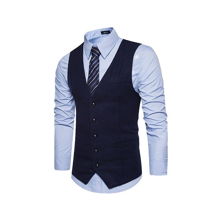 Colete Social Azul Marinho Slim Ajustável - 5 Cores Pronta Entrega - Men Clothes