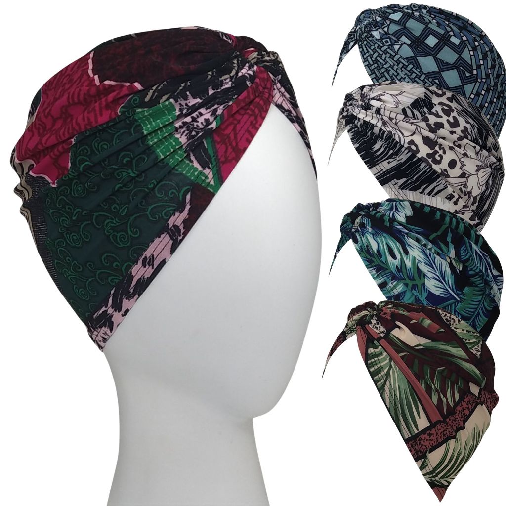 Turbante Feminino Tipo Touca Fechado Estampados E Lisos Tecido Fresco Quimio Indiano