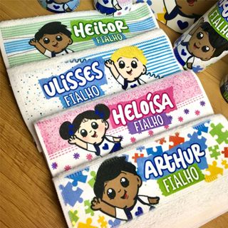 kit 3 toalhas de mão e boca personalizada com nome e arte da sua escolha em Oferta na Shopee