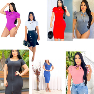 LEVE DEFEITOS Body feminino e vestido tecido canelado