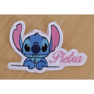 01 patch aplique bordado termocolante stitch com nome