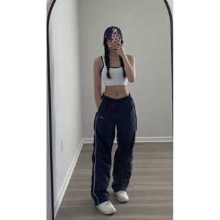 Calça Tactel Básica Simples Reta Com Ajuste de Cordão Larga Reforçada Street Tripla Costura 3 Bolsos Unissex