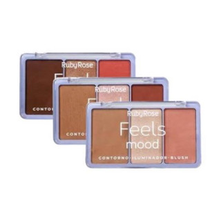 PALETA DE CONTORNO, BLUSH E ILUMINADOR FEELS - RUBY ROSE
