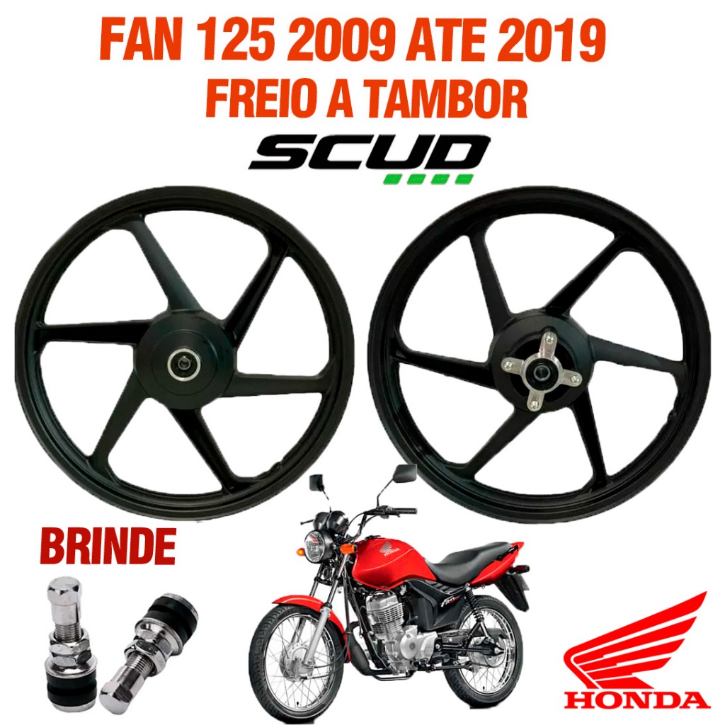 Rodão Liga Leve Scud Fan 125 2009 ate 2019 Ks Freio Tambor Scud em Oferta na Shopee