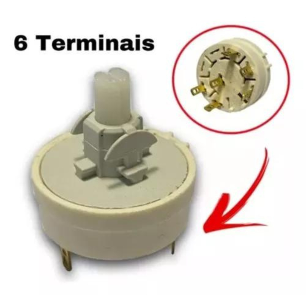 Chave Interruptor Do Ventilador Arno 6 Terminais Vf40 Vd40 Original