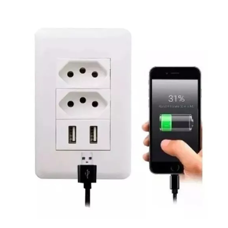 Tomada Usb De Parede Carregador Turbo Para Celular E Afins PRONTO PARA ENVIO