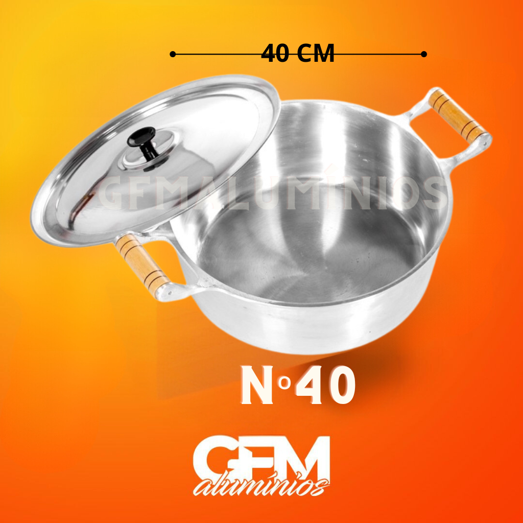 Panela n° 40 Grande em alumínio batido grosso fundido 18Litros