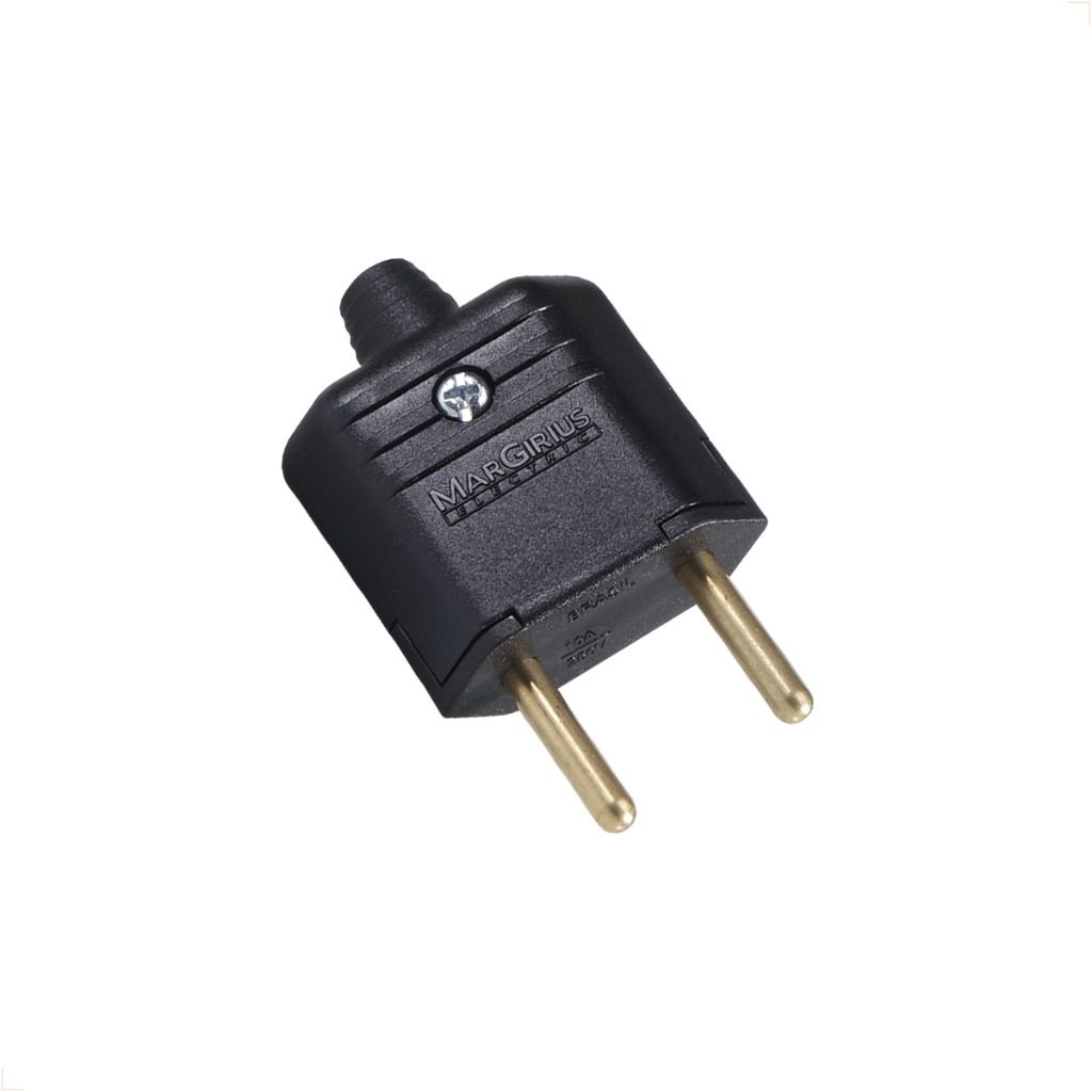 Pino Plugue (plug) Macho 2 Pinos 10a Preto - Kit 5 Peças