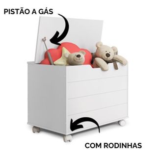 Baú Toys Caixa De Brinquedos Organizadora Com Tampa E Rodinhas Várias Cores