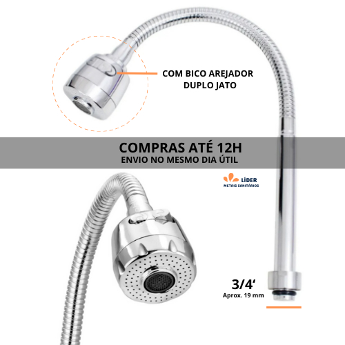 Tubo Gourmet flexível COM Arejador 3/4 para Torneira Reparo Mangueira Cano **(MEDIDA DO TUBO 3/4)** em Oferta na Shopee