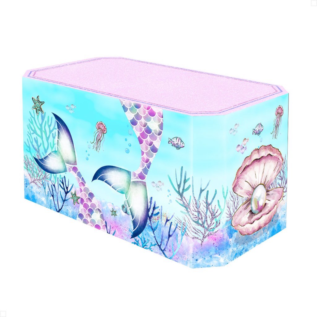 Capa Forro de Mesa Festa Decoração Fundo do Mar Aniversário Sereia Veste Fácil Em Tecido em Oferta na Shopee