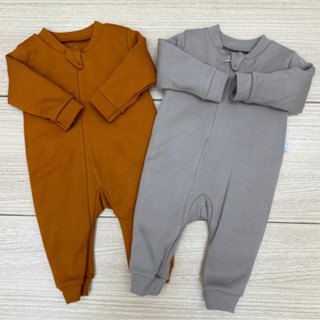 Kit 2 Peças Macacao Ziper Liso Roupa de Bebe Menino Menina 100% Algodao
