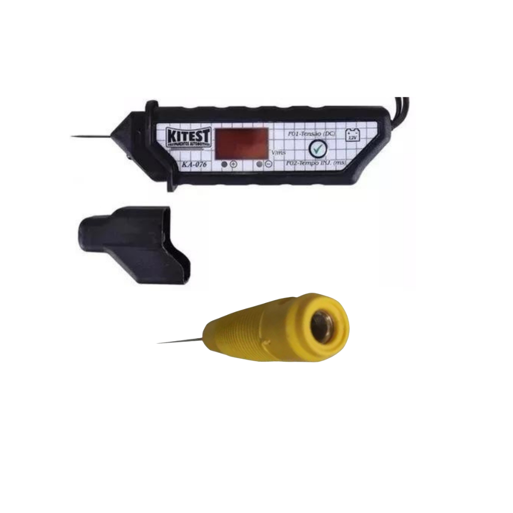 Caneta de Teste Polaridade e Voltagem 12V Com Agulha Fura Fio Pulso Bicos Injetores Sensores Visor Led KA076 KITEST