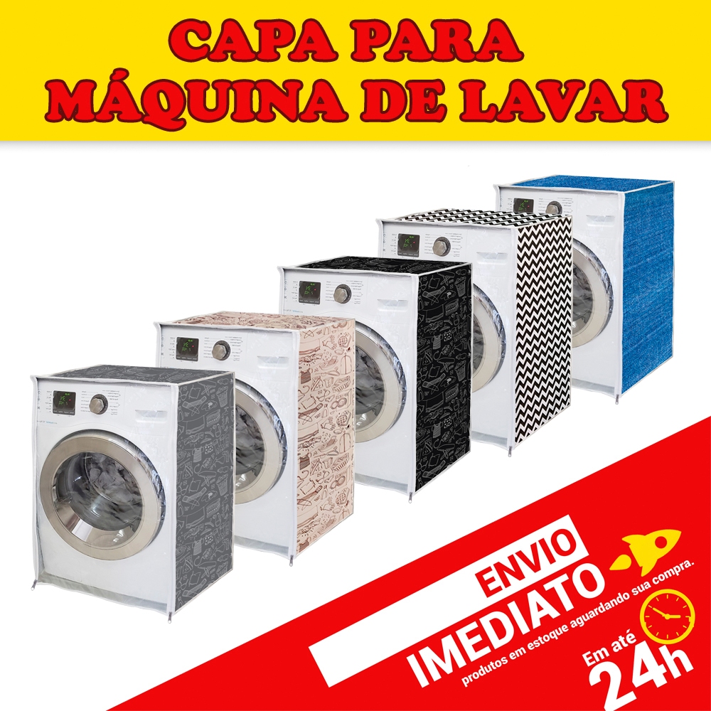 Capa Maquina de Lavar c/ Zíper Proteção Total Abertura Frontal Electrolux Brastemp Consul