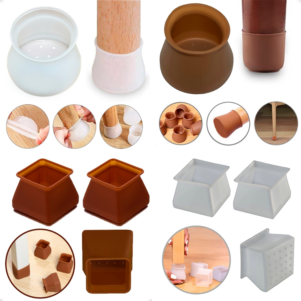 Kit 16 Peças Protetor Silicone Mesa Cadeira Pé Redondo E Quadrado Proteger o Piso em Oferta na Shopee