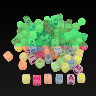 300 Pçs Letra Brilha Escuro Fluorescente Alfabeto Miçanga Infantil Pulseira