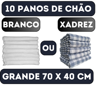 Kit c/ 10 Panos de Chão Grande 70x40cm - Saco Duplo Xadrez Azul Alvejado ou Branco Alvejado - Neves em Oferta na Shopee